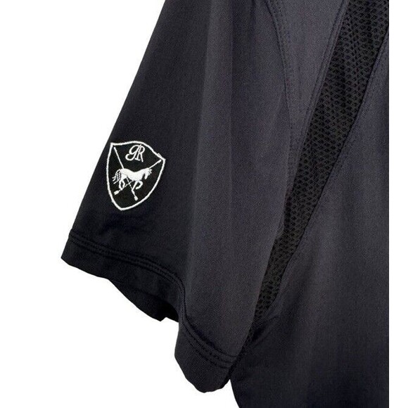 Goode Rider Lux Henley Zipper Shirt Black Rhinestone Short Sleeve Mesh Large NEW - Picture 4 of 9